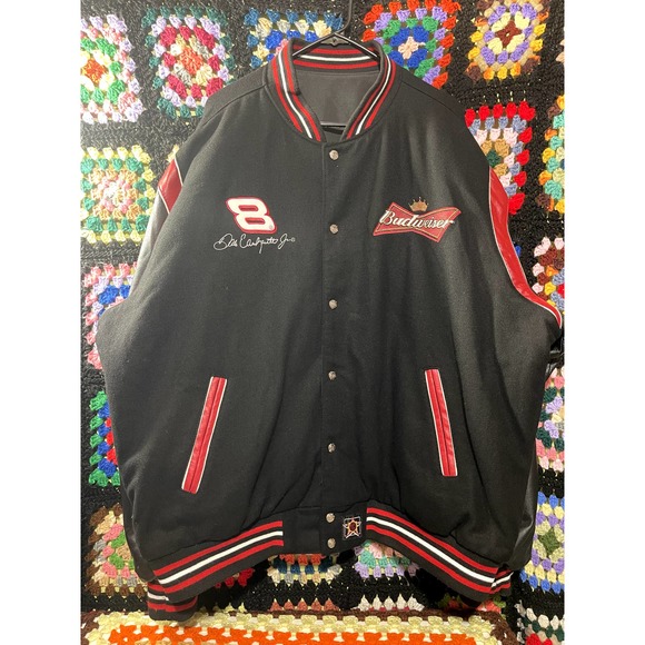 Dale Earnhardt Jr Reversible JH Design Budweiser Varsity Letterman Jacket - Picture 1 of 9
